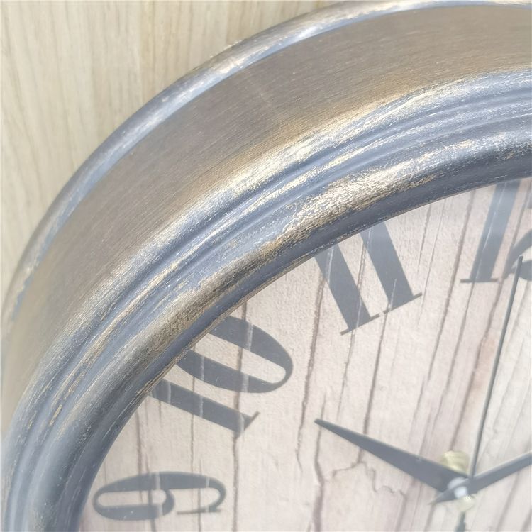 27cm创意质感厚框欧洲复古钟表批发廉价圆形数字家居装饰无声挂钟细节图