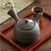 日本进口常滑烧黑泥螺纹手拉壶一心作朱泥茶壶侧把壶日式泡茶壶图