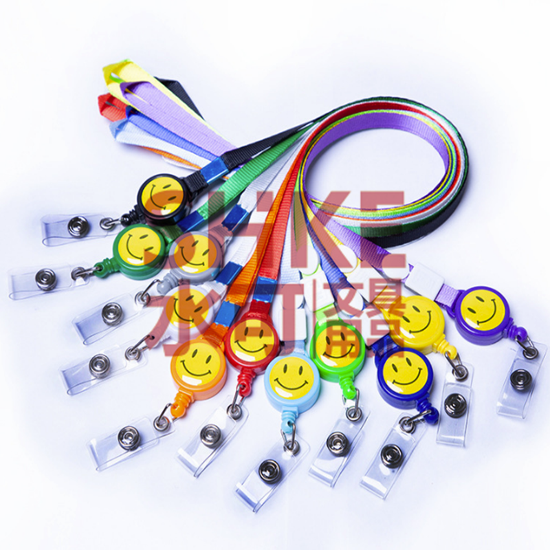 1.0cm易拉扣笑脸挂绳 PVC伸缩扣挂绳 工作牌胸牌吊绳详情图1