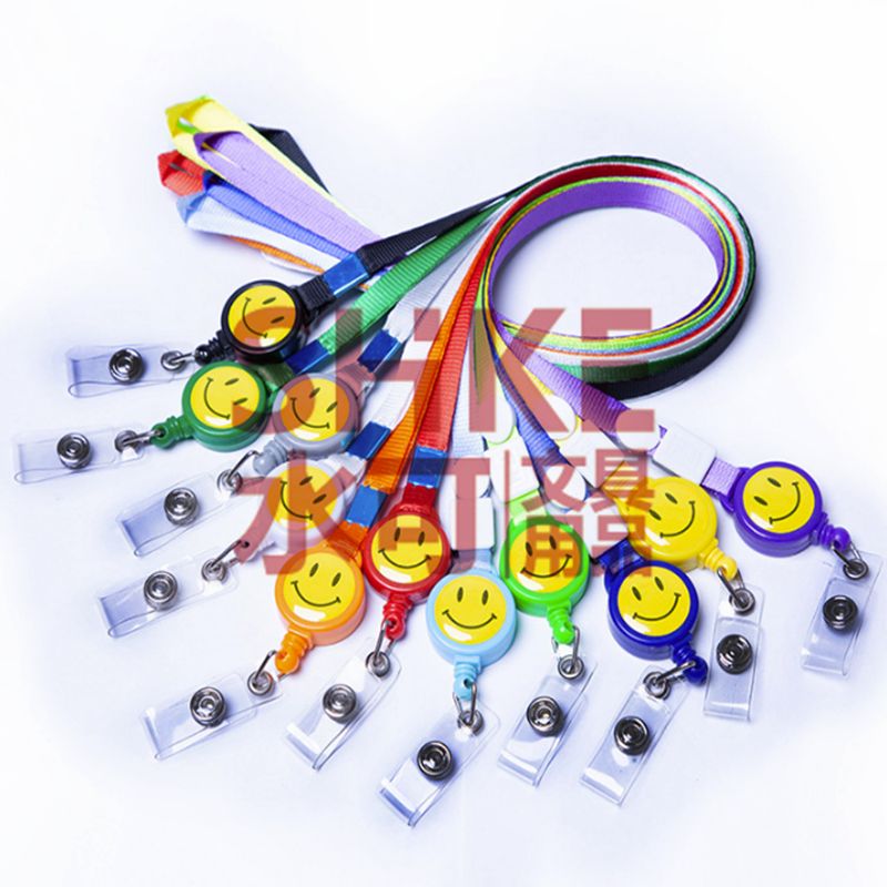 1.0cm易拉扣笑脸挂绳 PVC伸缩扣挂绳 工作牌胸牌吊绳细节图