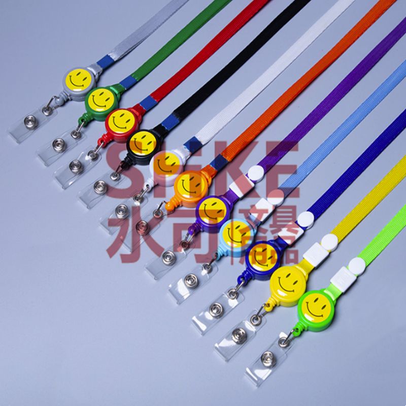 1.0cm易拉扣笑脸挂绳 PVC伸缩扣挂绳 工作牌胸牌吊绳产品图