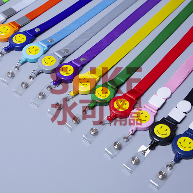 1.5cm易拉扣笑脸挂绳 PVC伸缩扣挂绳 工作牌胸牌吊绳详情图3