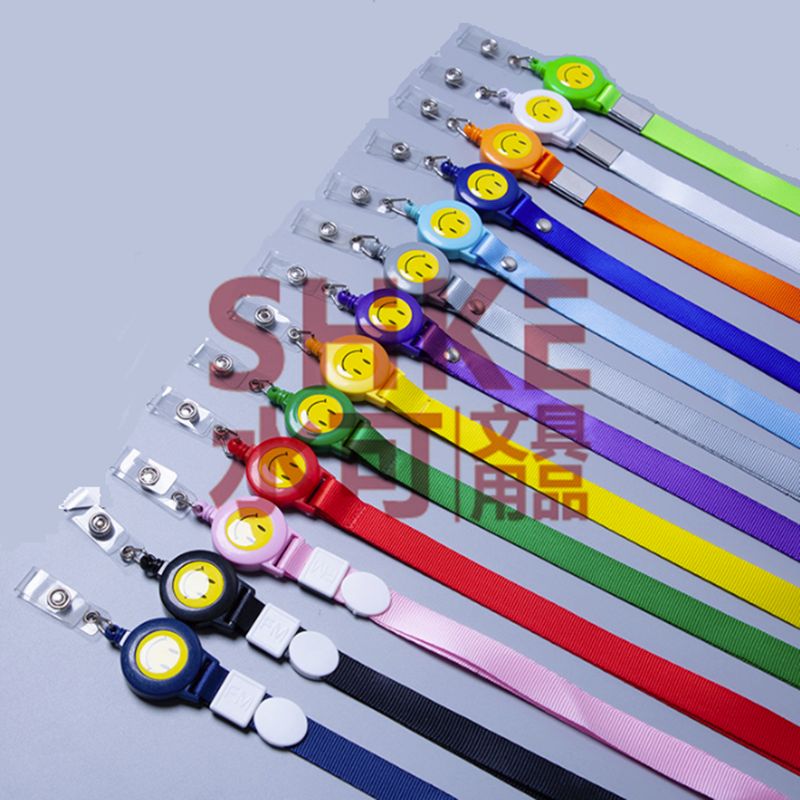 1.5cm易拉扣笑脸挂绳 PVC伸缩扣挂绳 工作牌胸牌吊绳产品图