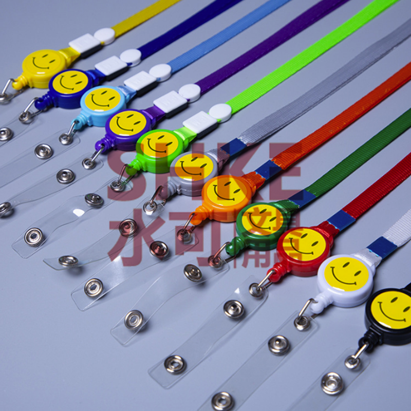 1.0cm易拉扣笑脸挂绳 PVC伸缩扣挂绳 工作牌胸牌吊绳详情图3