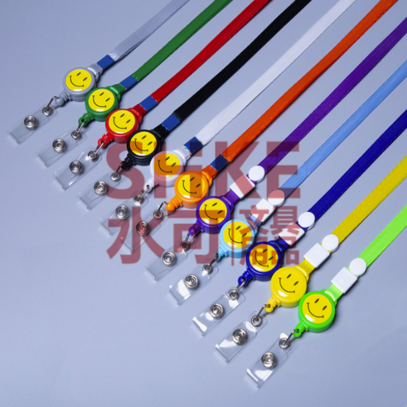 1.0cm易拉扣笑脸挂绳 PVC伸缩扣挂绳 工作牌胸牌吊绳详情图2