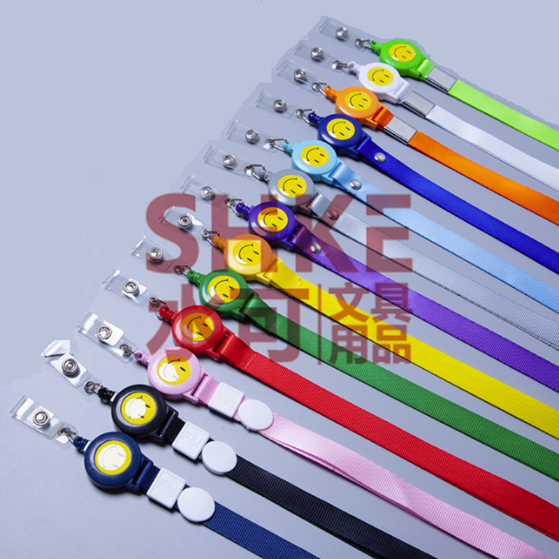 1.5cm易拉扣笑脸挂绳 PVC伸缩扣挂绳 工作牌胸牌吊绳详情图2