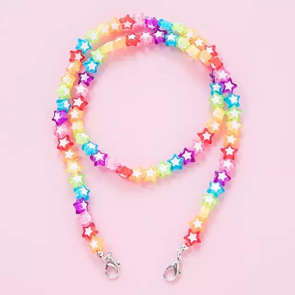 Rose angel color red five-star mask chain, colorful heart mask chain and glasses chain