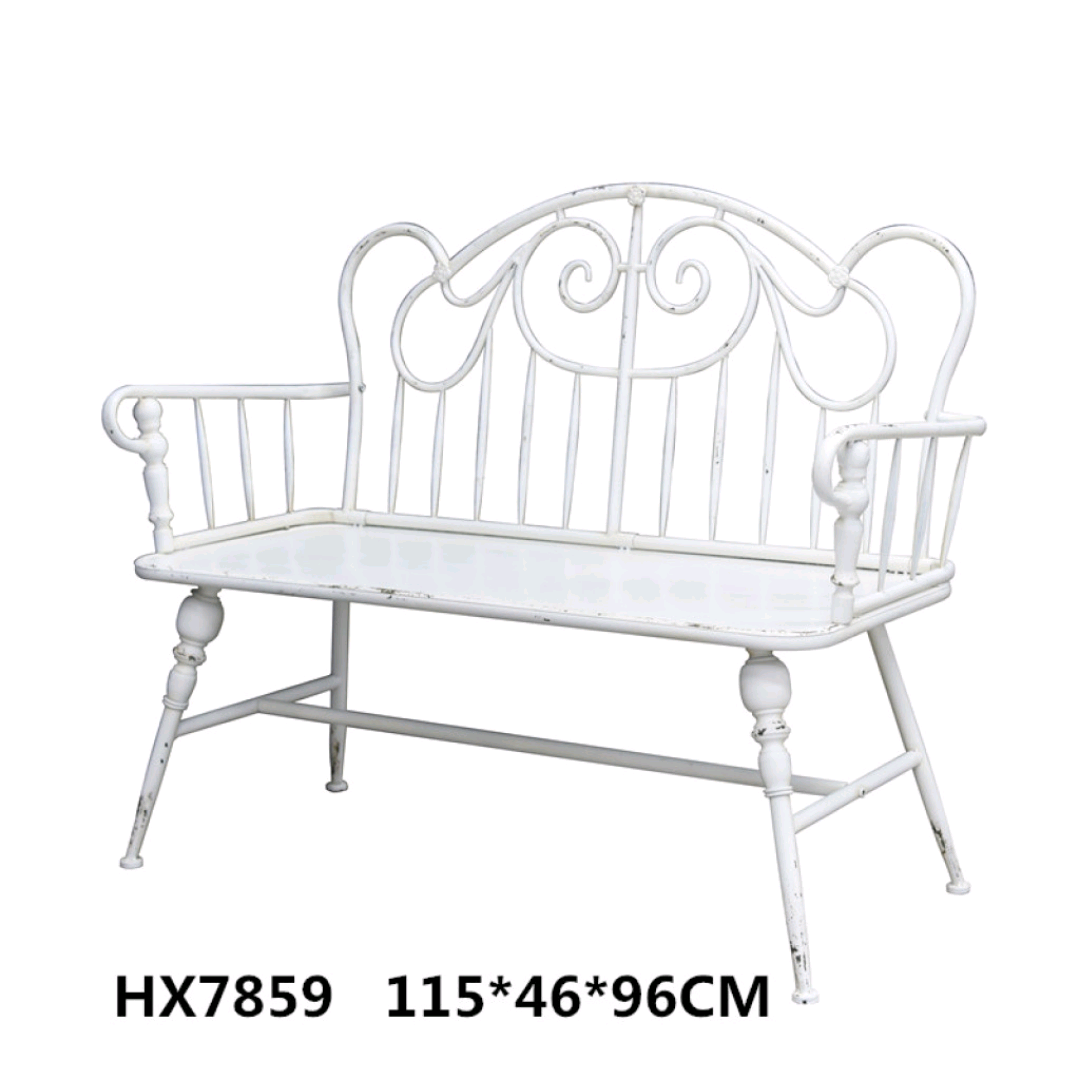 European-style white double chairs, park outdoor double chairs, ironwork community double chairs, courtyard outdoor double chairs, leisure chairs detail image 3