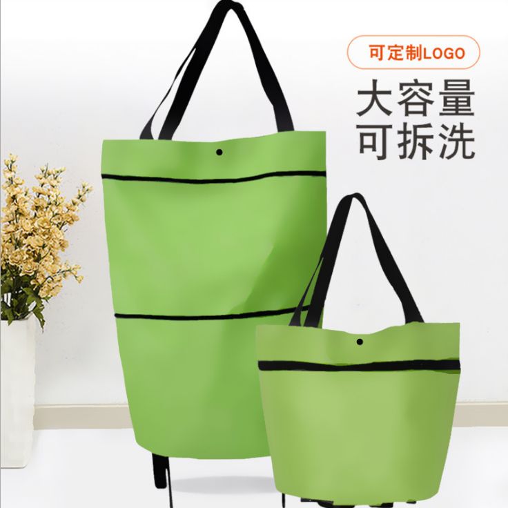 Wheeled folding shopping cart bag