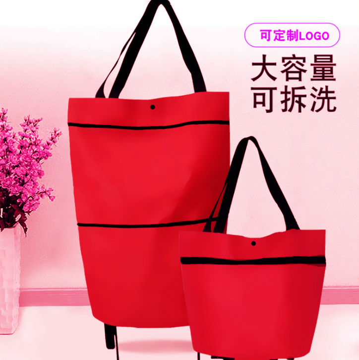 Wheeled folding shopping cart bag detail image 4