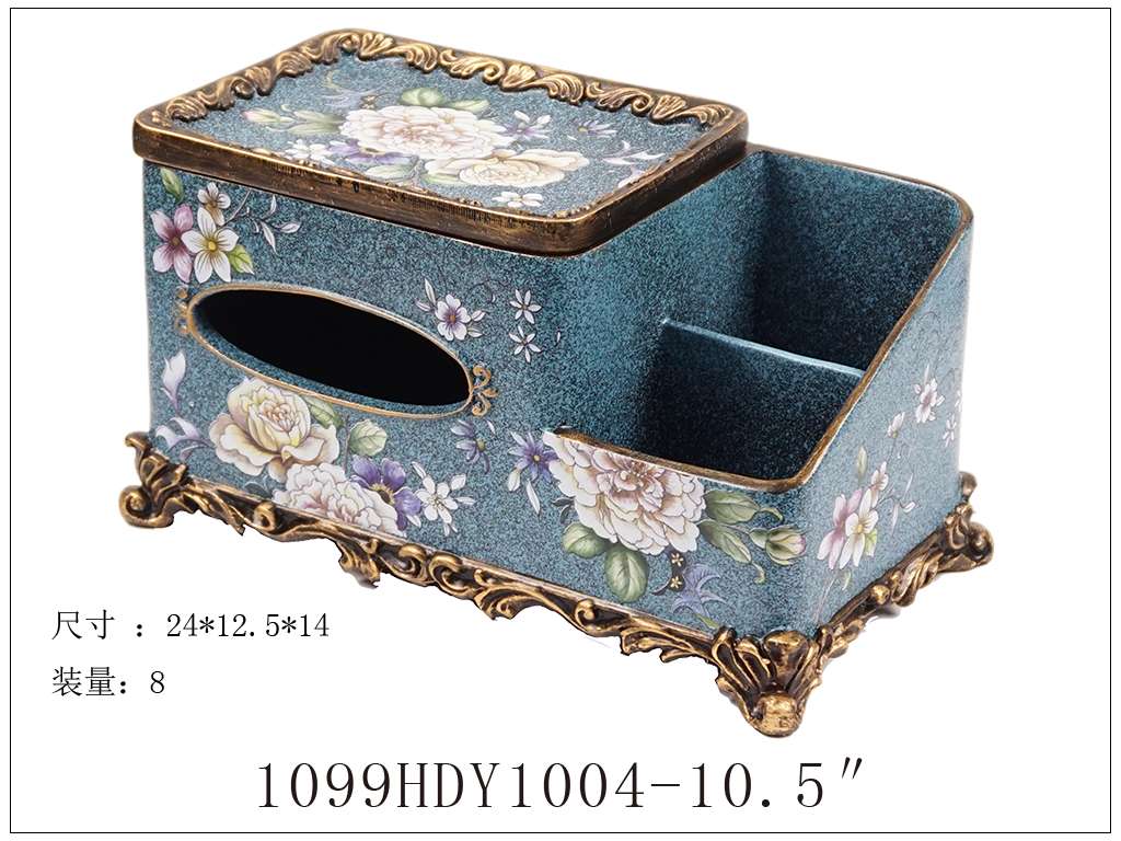 European-style multi-functional tissue box, living room coffee table, household tissue box, creative American retro remote control storage box details Picture