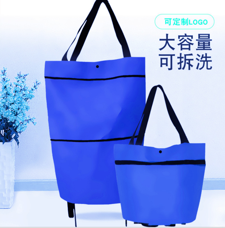 Wheeled folding shopping cart bag detail image 5