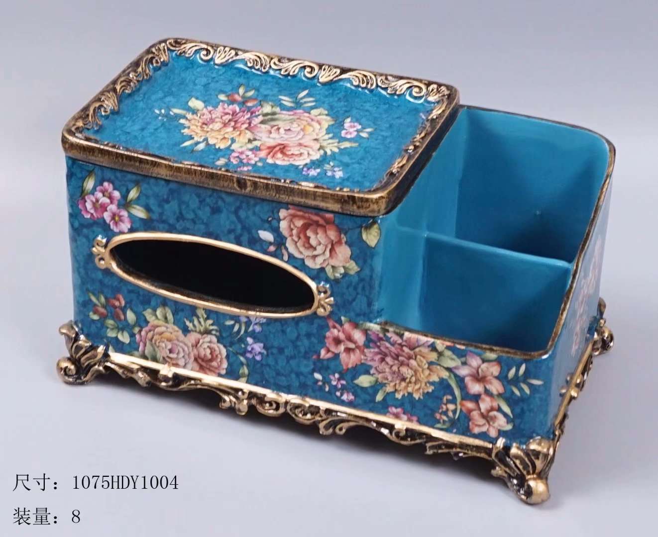 European-style multi-functional tissue box, living room coffee table, household tissue box, creative American retro remote control storage box Specification image