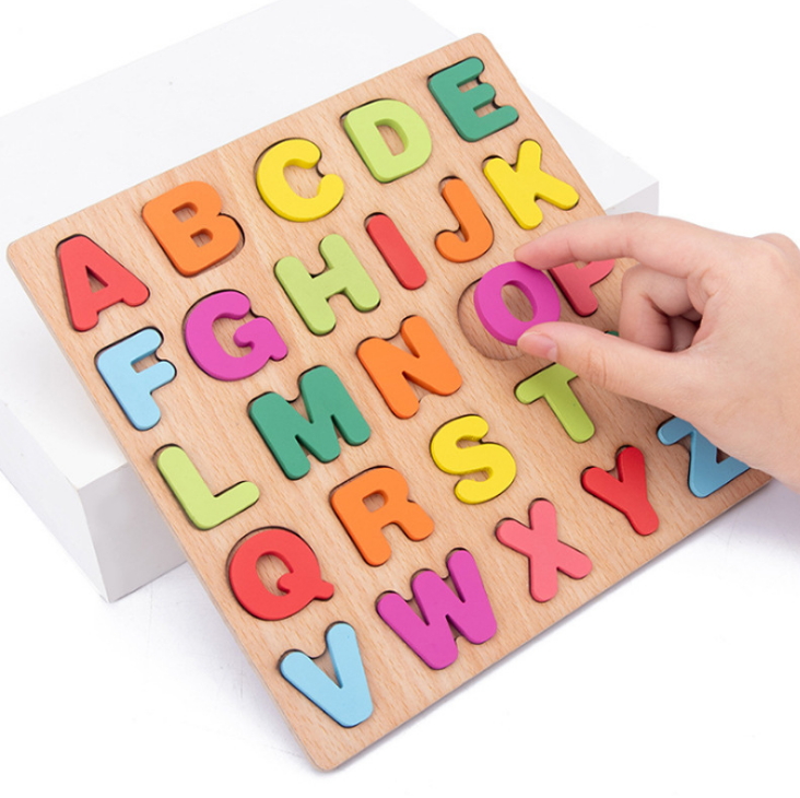 Wooden toy letter jigsaw puzzle detail image 2