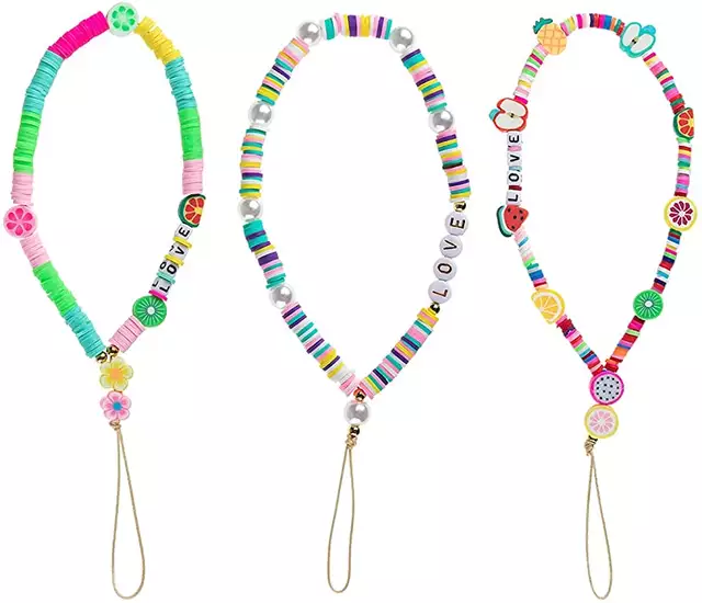 Colorful soft clay fruit smiley face eye pearl multiple mobile phone chains are Internet bestsellers pic 6