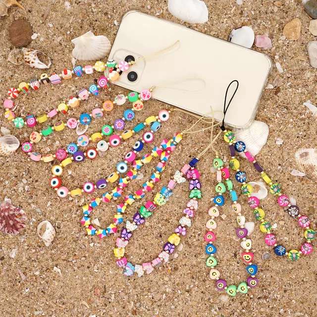 Rose Angel colorful soft clay golden flower Fruit heart mobile phone chain lanyard is a fashionable bestseller details Picture