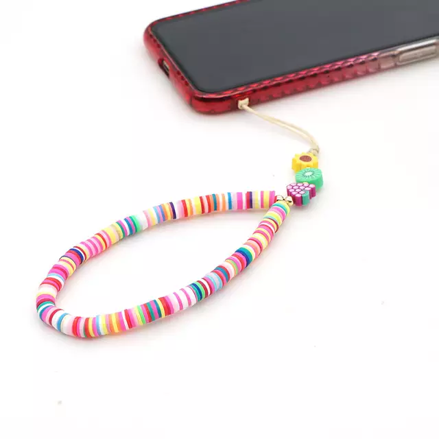 Colorful soft clay fruit smiley face eye pearl multiple mobile phone chains are Internet bestsellers pic 4