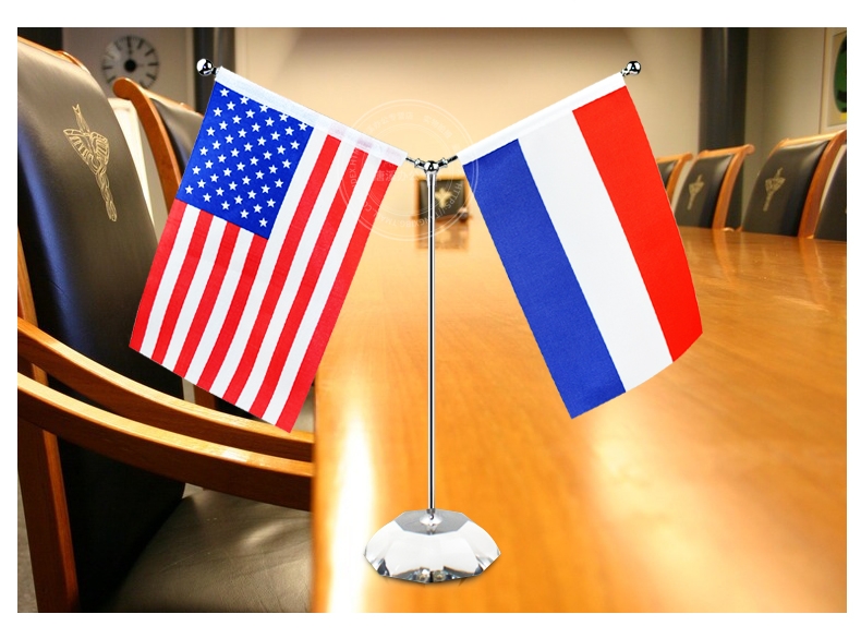 八角水晶Y型办公桌旗座 签约谈判旗旗架杆摆件桌面旗装饰详情7