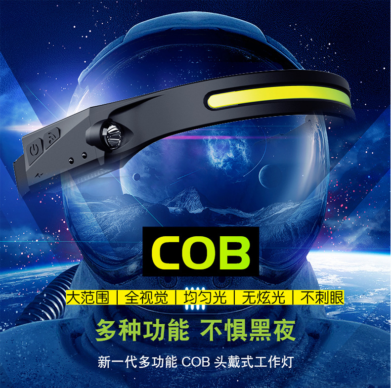 跨境挥手感应COB头灯户外骑行USB充电夜跑步灯LED强光头灯探照灯YL-008