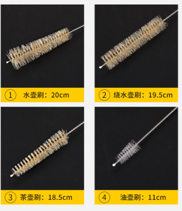 日式不锈钢硬毛小号杯刷麦穗型茶壶嘴茶杯细刷子 厨房清洁刷4个装详情图13