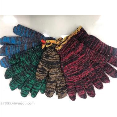 Flowered yarn gloves, outdoor labor protection gloves, anti-slip, wrinkle-resistant, waterproof, thickened for work, men, construction site handling and working