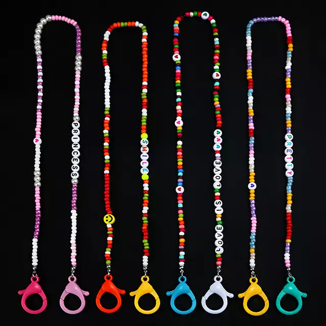 Rose Angel Bohemian-style colorful mask chain glasses pendant chain letter pendant