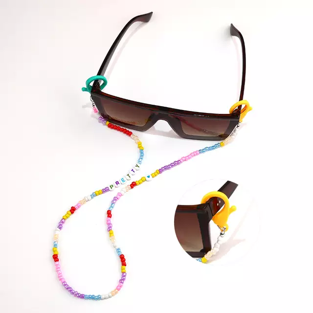 Rose Angel Bohemian-style colorful mask chain glasses pendant chain letter pendant pic 3