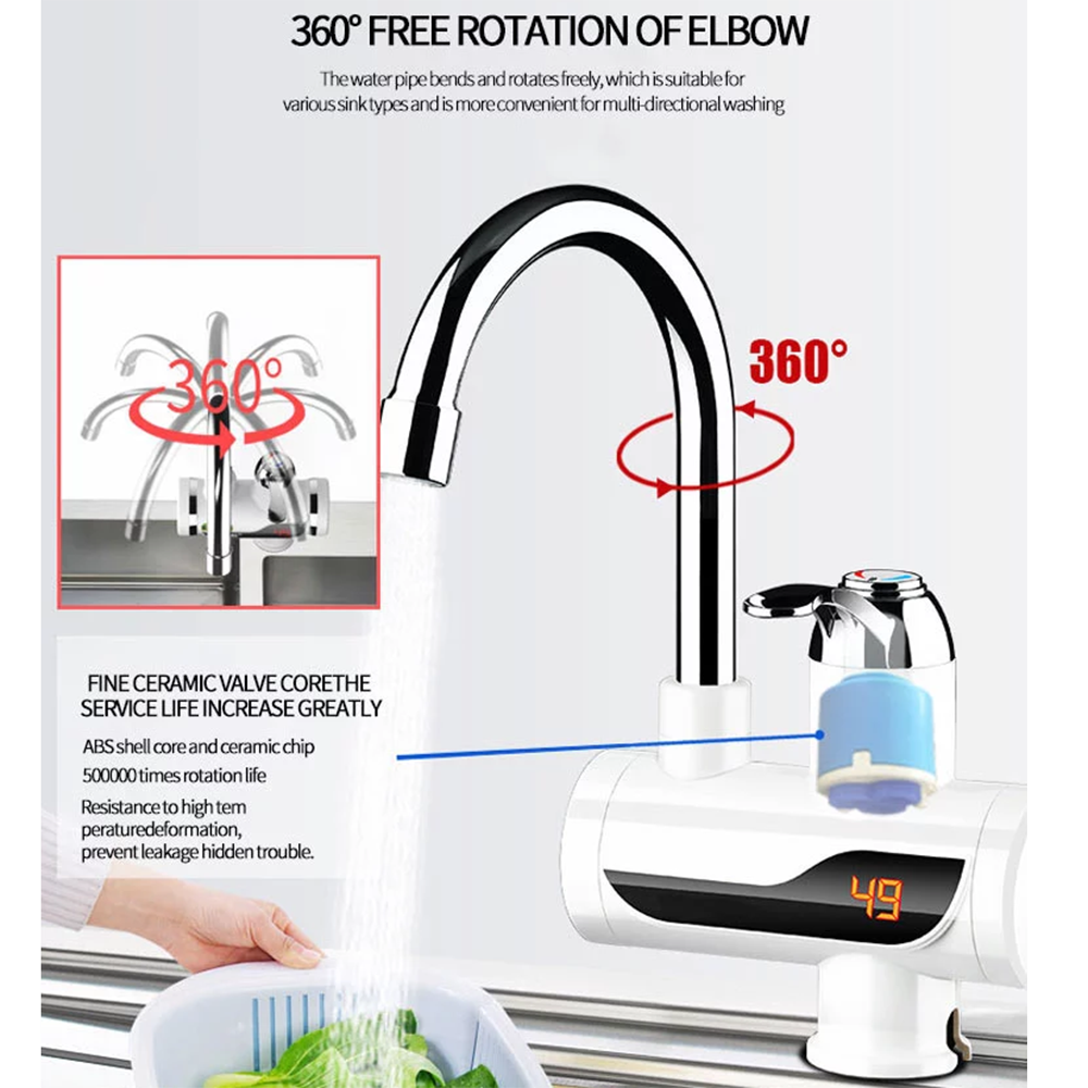 3000W electric hot water faucet, instant heating type, kitchen water heater, hot water for tap water, household shower detail image 16