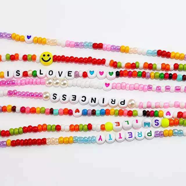 Rose Angel Bohemian-style colorful mask chain glasses pendant chain letter pendant details Picture