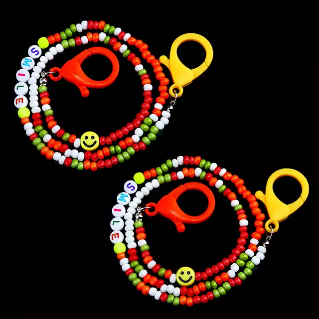 Rose Angel Bohemian-style colorful mask chain glasses pendant chain letter pendant pic 4