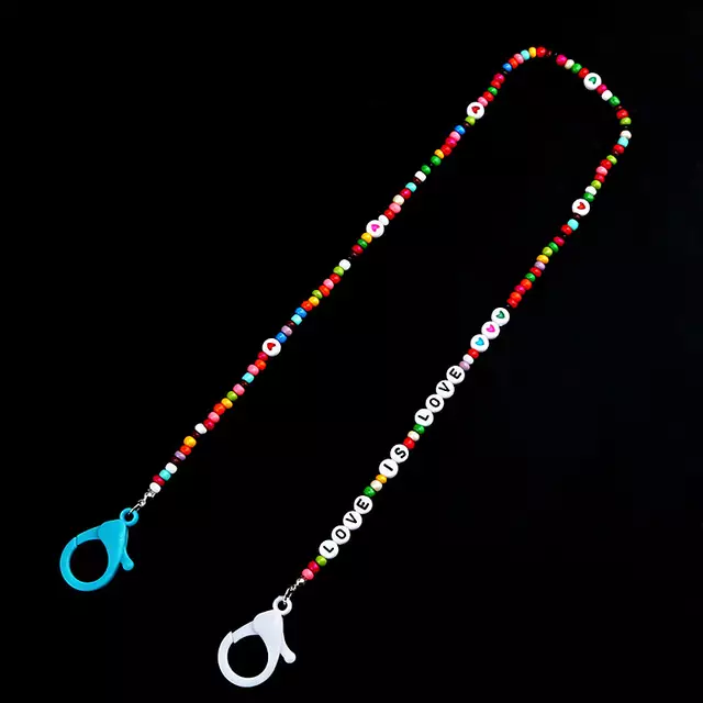 Rose Angel Bohemian-style colorful mask chain glasses pendant chain letter pendant Specification image