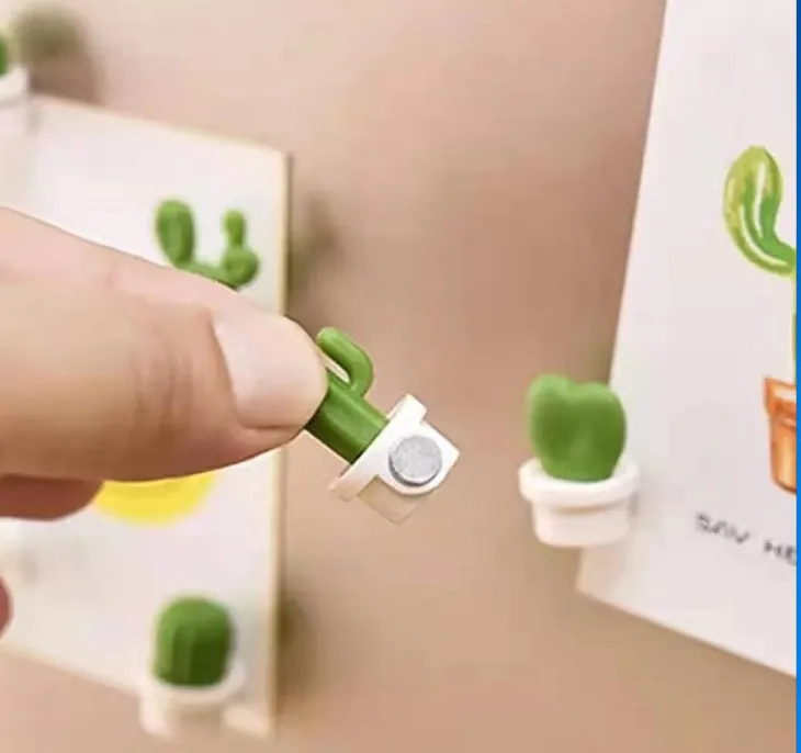 Green plant cactus refrigerator sticker Magnetic message post detail image 4