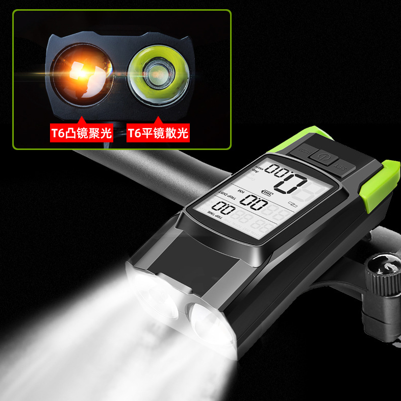 Bicycle light bicycle code watch flashlight high light headlight night riding light riding equipment mountain bike horn light accessories in one thumbnail