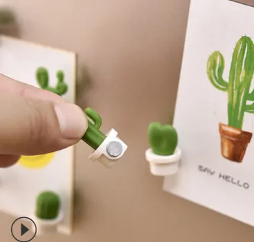 Green plant cactus refrigerator sticker Magnetic message post detail image 3