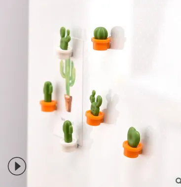 Green plant cactus refrigerator sticker Magnetic message post detail image 1