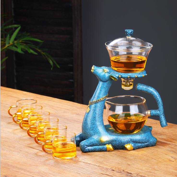 "Internet celebrity Yilu Companion Creative Glass Lazy Person's Fully semi-automatic tea Set. detail image 2