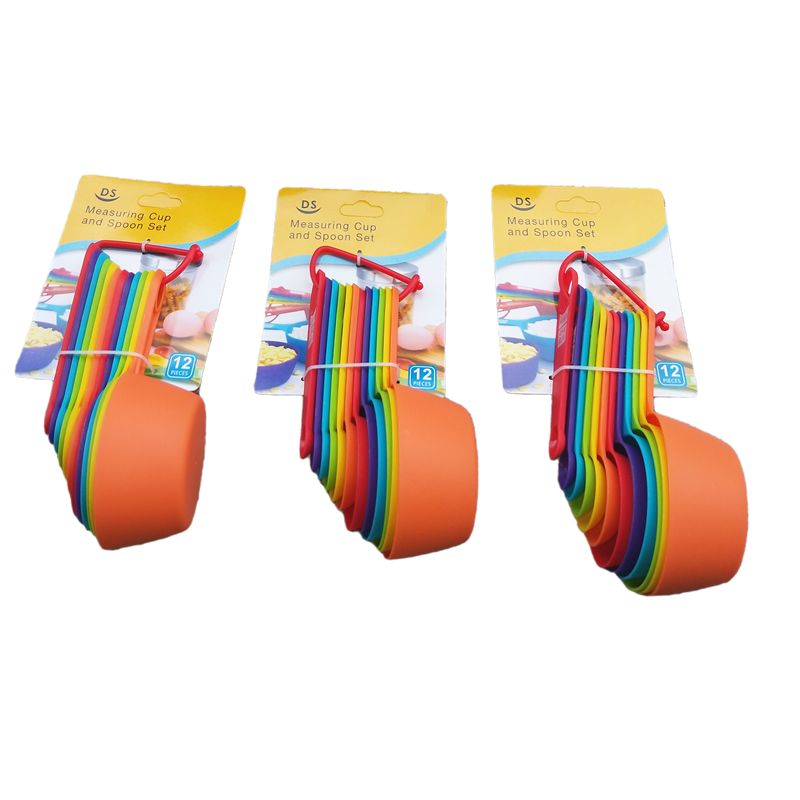 Factory direct sales of 12 pieces of measuring spoons, color measuring spoons, creative double-cut measuring spoons, baking small tools, hot sale on Amazon Item Picture