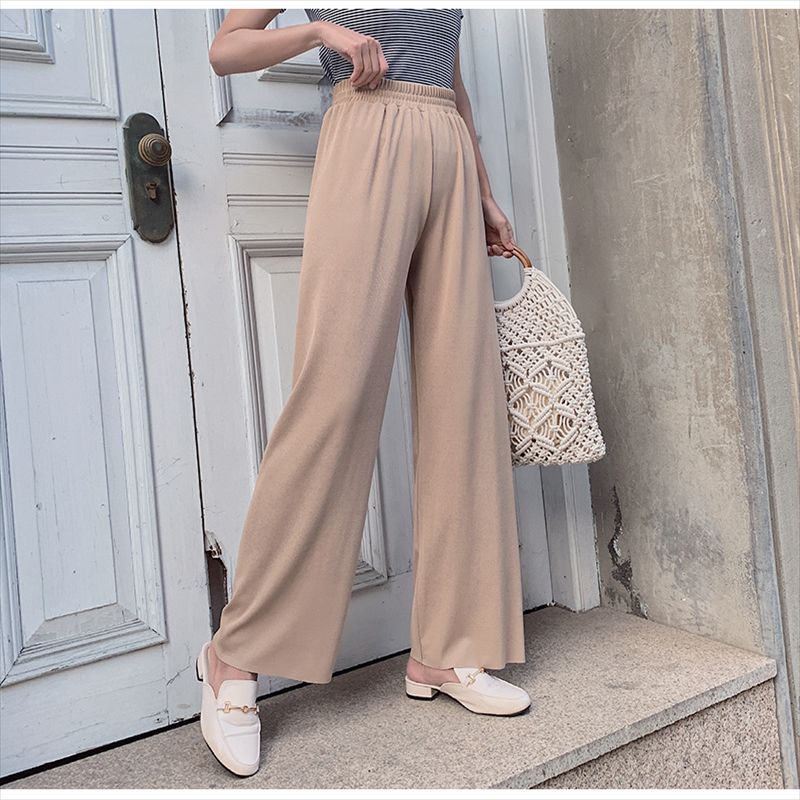 Grey summer thin sportswear pants for women, Daisy drawstring loose tight-fitting straight leg 9-inch casual wide-leg pants 41