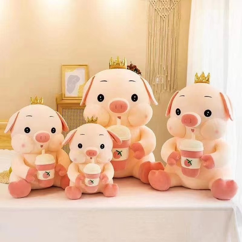 Plush pillow cartoon series toys, Baohua Toys Store 0774, lazy person's plush pillow, pillow decoration, plush doll factory direct sales, baby bottle Piggy detail image 1