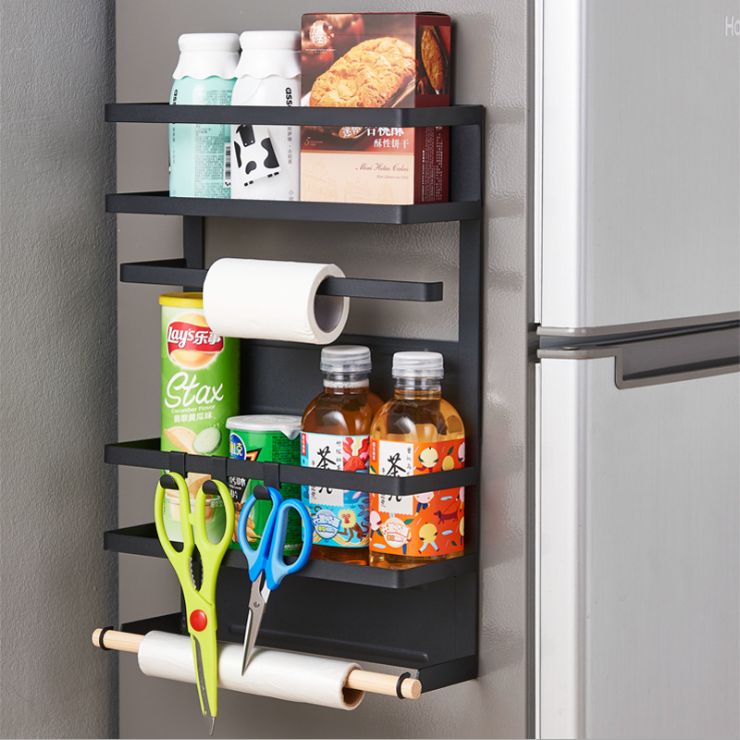 Refrigerator magnetic storage shelf side wall hanger