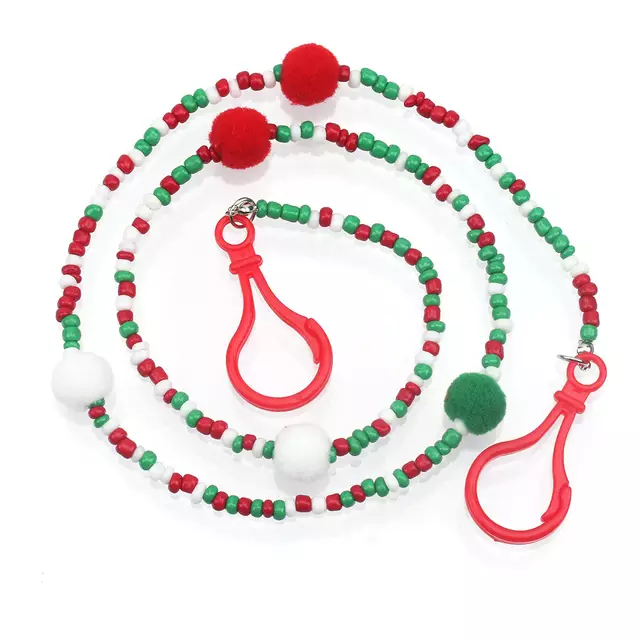 玫瑰天使彩色毛球口罩链圣诞节口罩链潮流时尚详情2