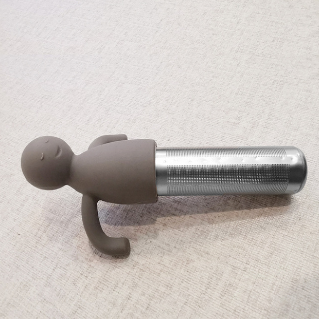 304 stainless steel silicone humanoid tea strainer and tea bag filter detail image 5