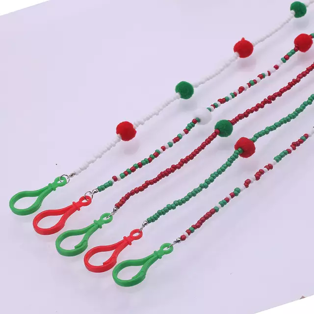 玫瑰天使彩色毛球口罩链圣诞节口罩链潮流时尚详情1