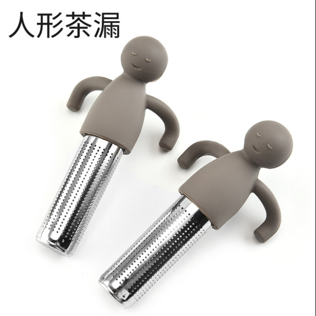 304 stainless steel silicone humanoid tea strainer and tea bag filter detail image 2
