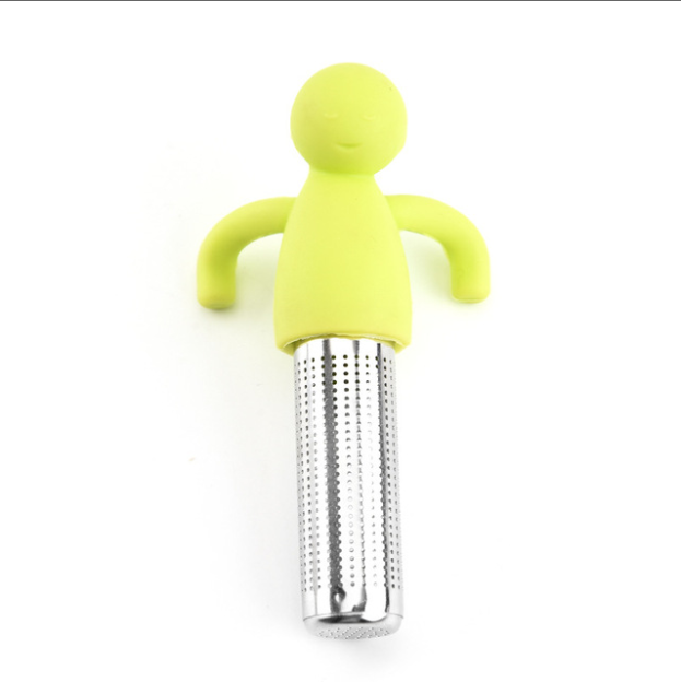 304 stainless steel silicone humanoid tea strainer and tea bag filter detail image 3