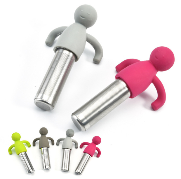 304 stainless steel silicone humanoid tea strainer and tea bag filter detail image 4
