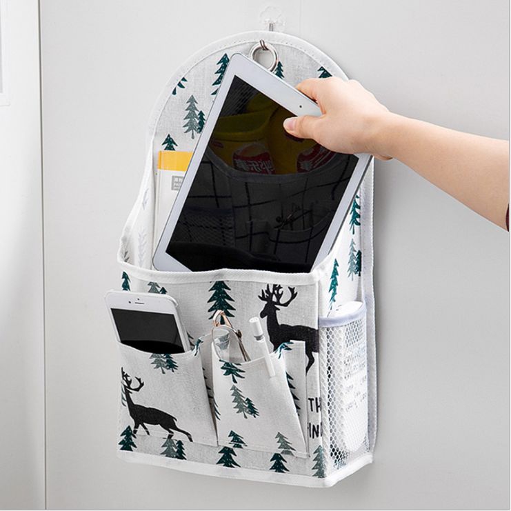 New cotton and linen fabric waterproof wall-mounted door rear storage bag
