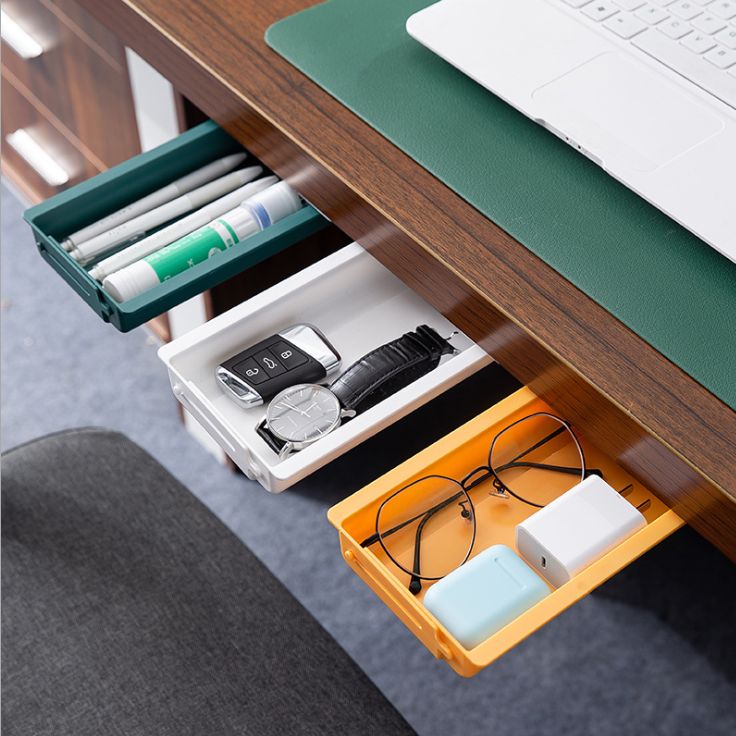 3750 Adjustable drawer box under the desk strong seamless desktop office storage box hidden small drawer