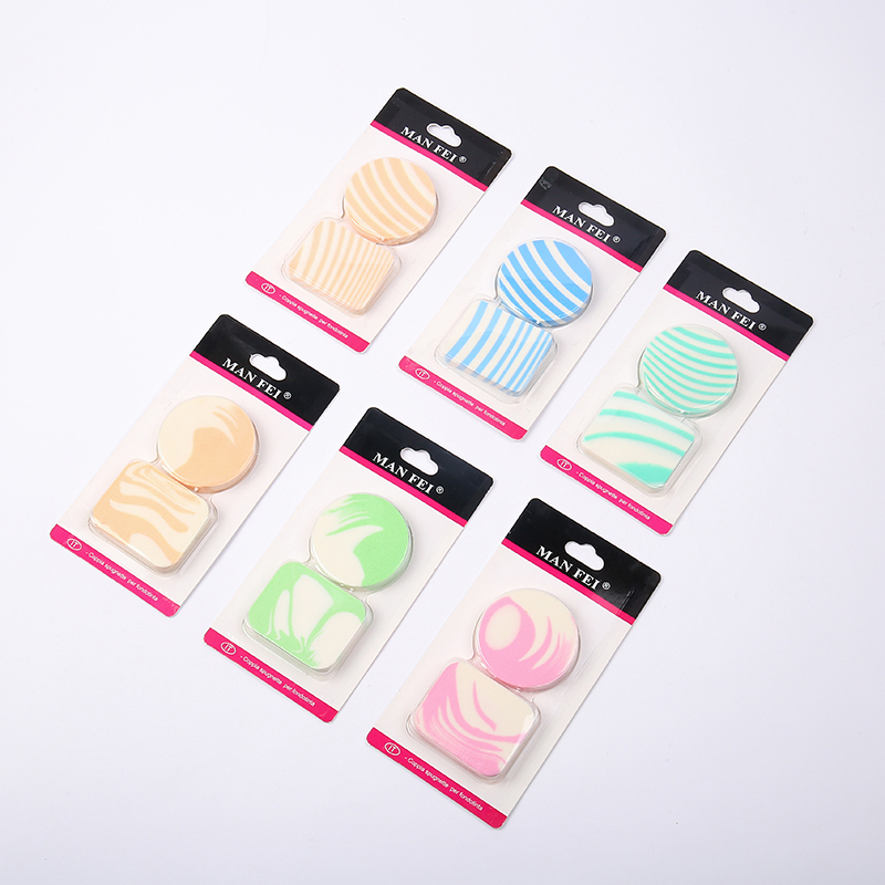 New two-piece latex powder puff, round and square creative bags, dry powder puff beauty tools, factory direct sales pic 1