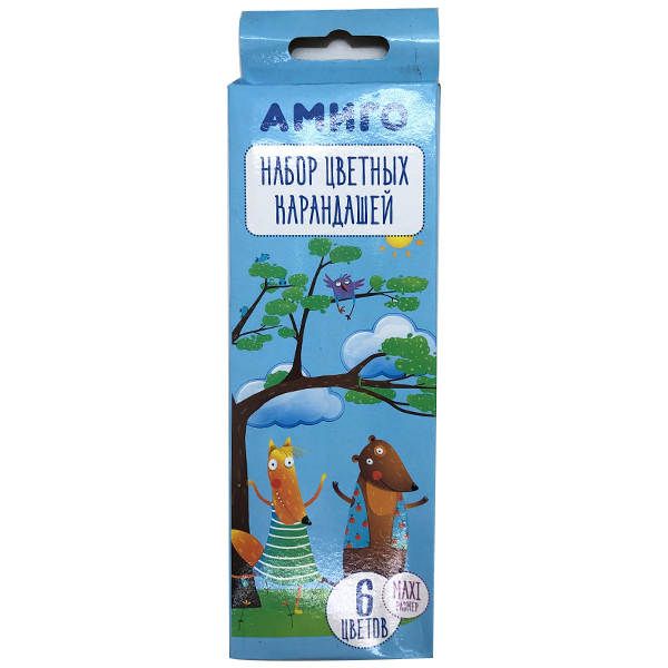 6PCS 17.5CM 粗杆彩铅【英文包装】XA62317